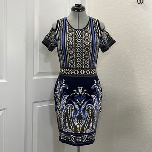 Chelsea & Violet Elegant Floral Cold Shoulder Knit Dress